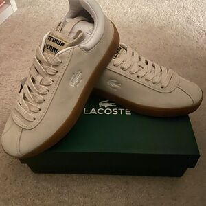 Lacoste Cream Sneakers with Brown Sole